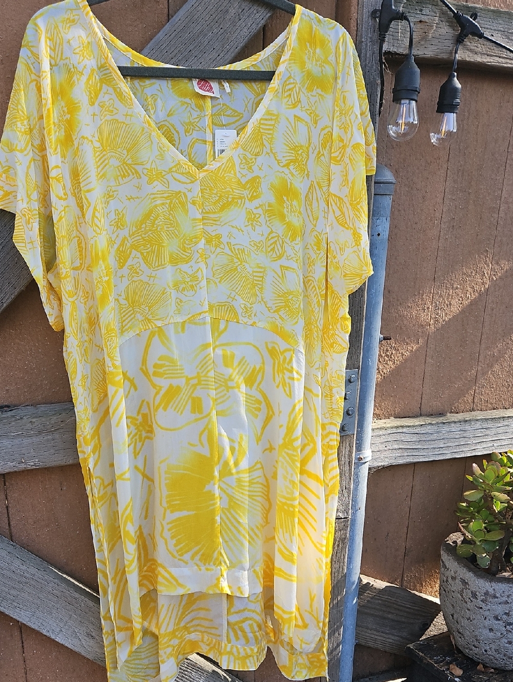 Anthropologie Yellow and White High-Low Floral Tunic/ Dress0017